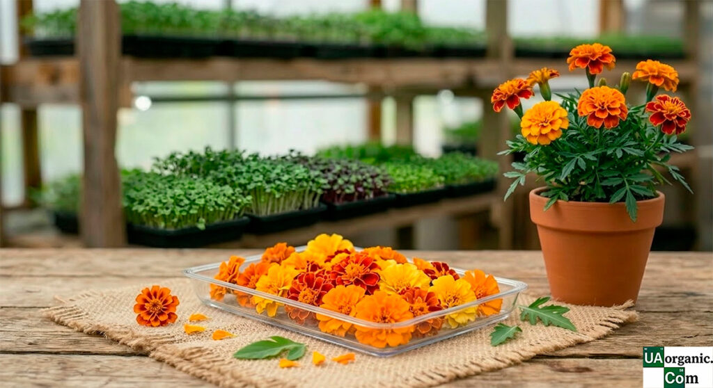 Чорнобривці — їстівна квітка — їстівна квітка