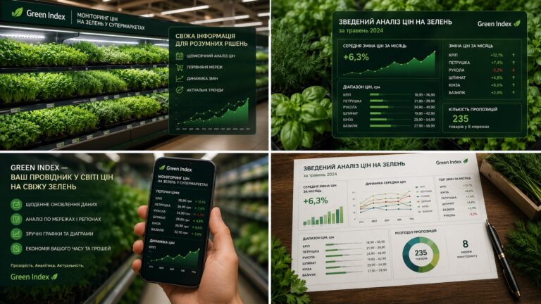 Green Index квітень 2026: ціни на зелень, мікрозелень і салатні мікси в українських супермаркетах